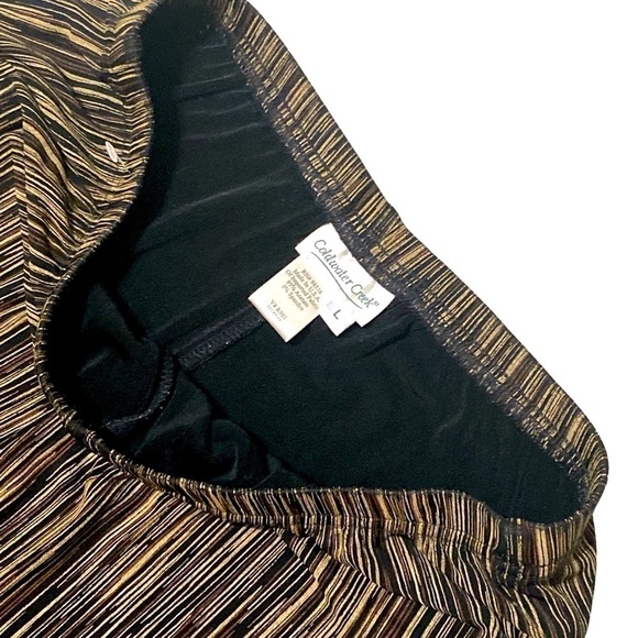 Plisse Pants Pull-On Metallic Pants Black/Gold/Brown NWOT Large Balletco… - Picture 6 of 12